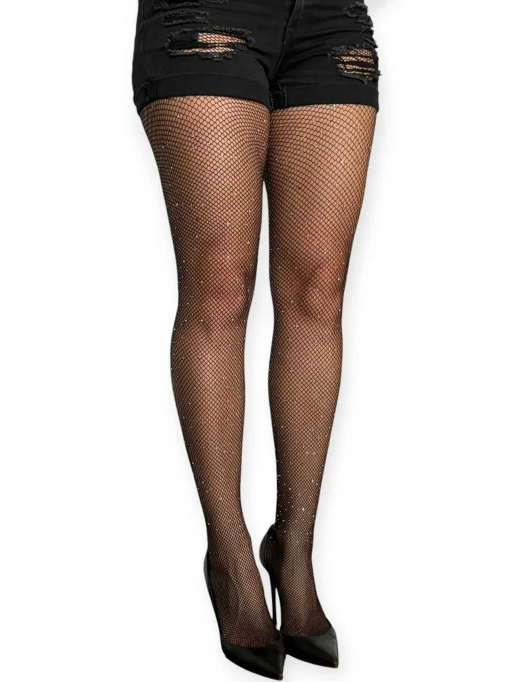 All Over Rhinestones Fishnet Tights For Women